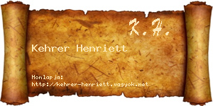 Kehrer Henriett névjegykártya